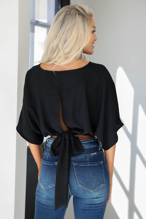On To The Next Tie Back Top - Black, Closet Candy, 4