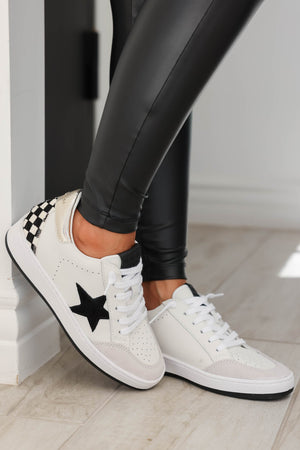 VINTAGE HAVANA Gillian Checkered Sneakers - White Black, closet candy, 6