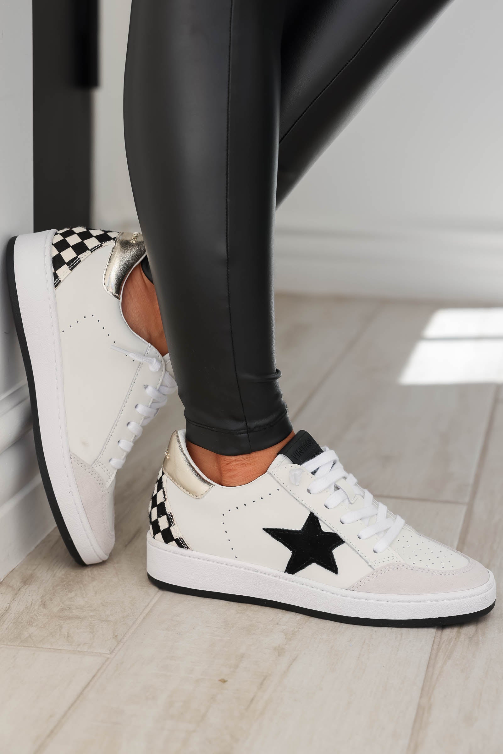 VINTAGE HAVANA Gillian Checkered Sneakers - White Black, closet candy, 1