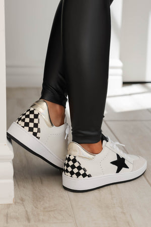 VINTAGE HAVANA Gillian Checkered Sneakers - White Black, closet candy, 5