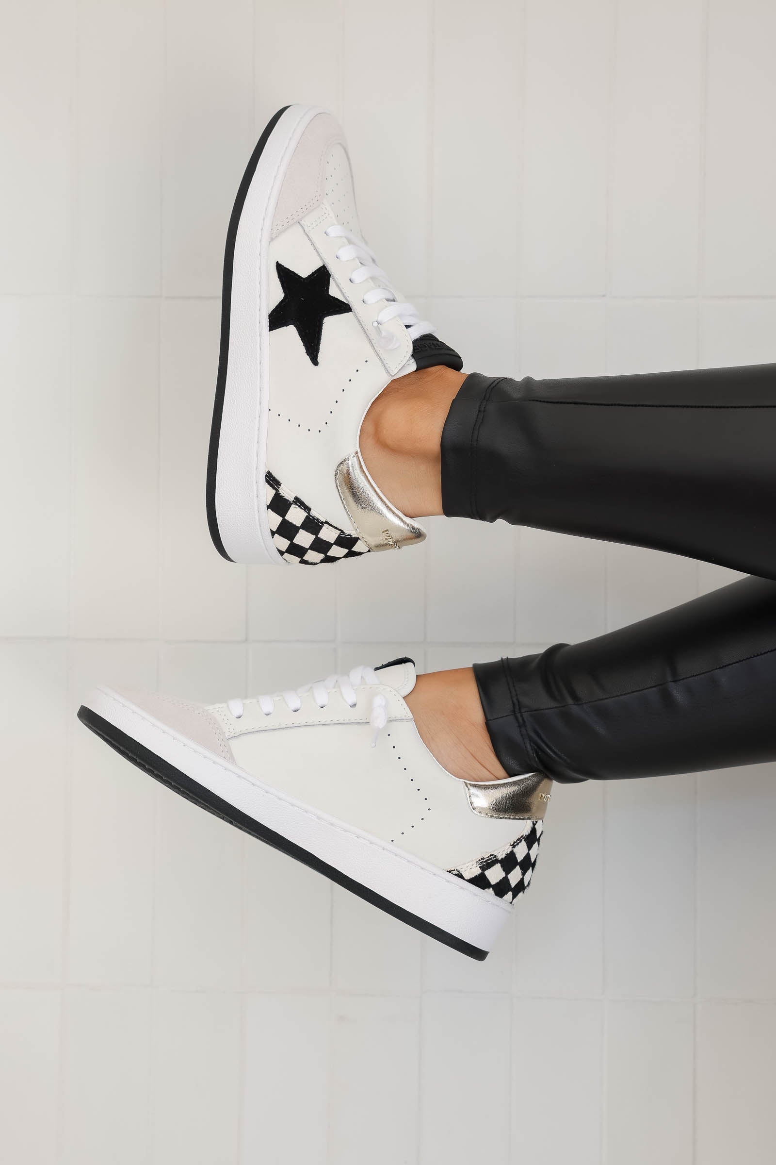 VINTAGE HAVANA Gillian Checkered Sneakers - White Black, closet candy, 1