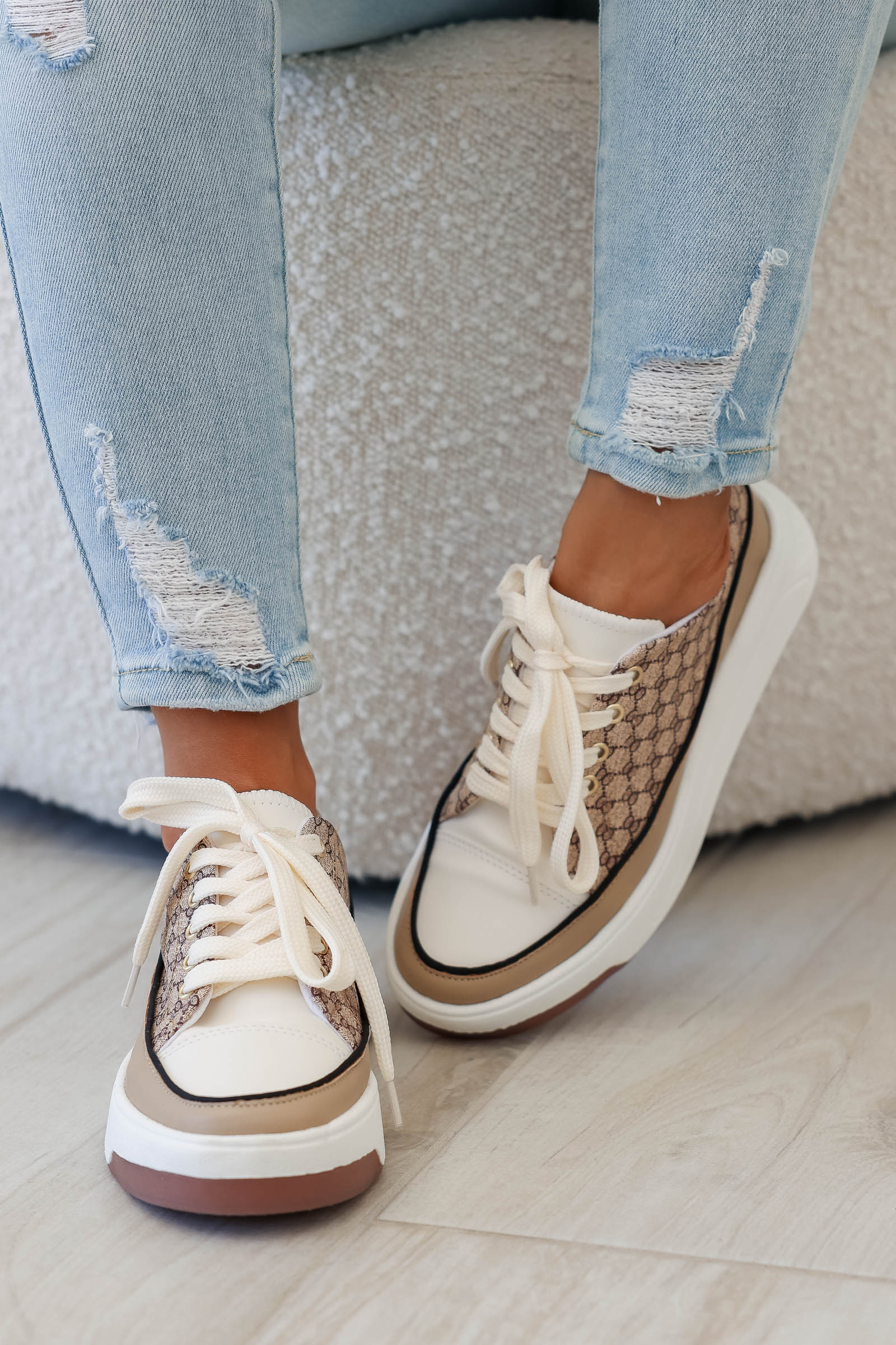Influenced Platform Sneakers - Tan, closet candy, 1