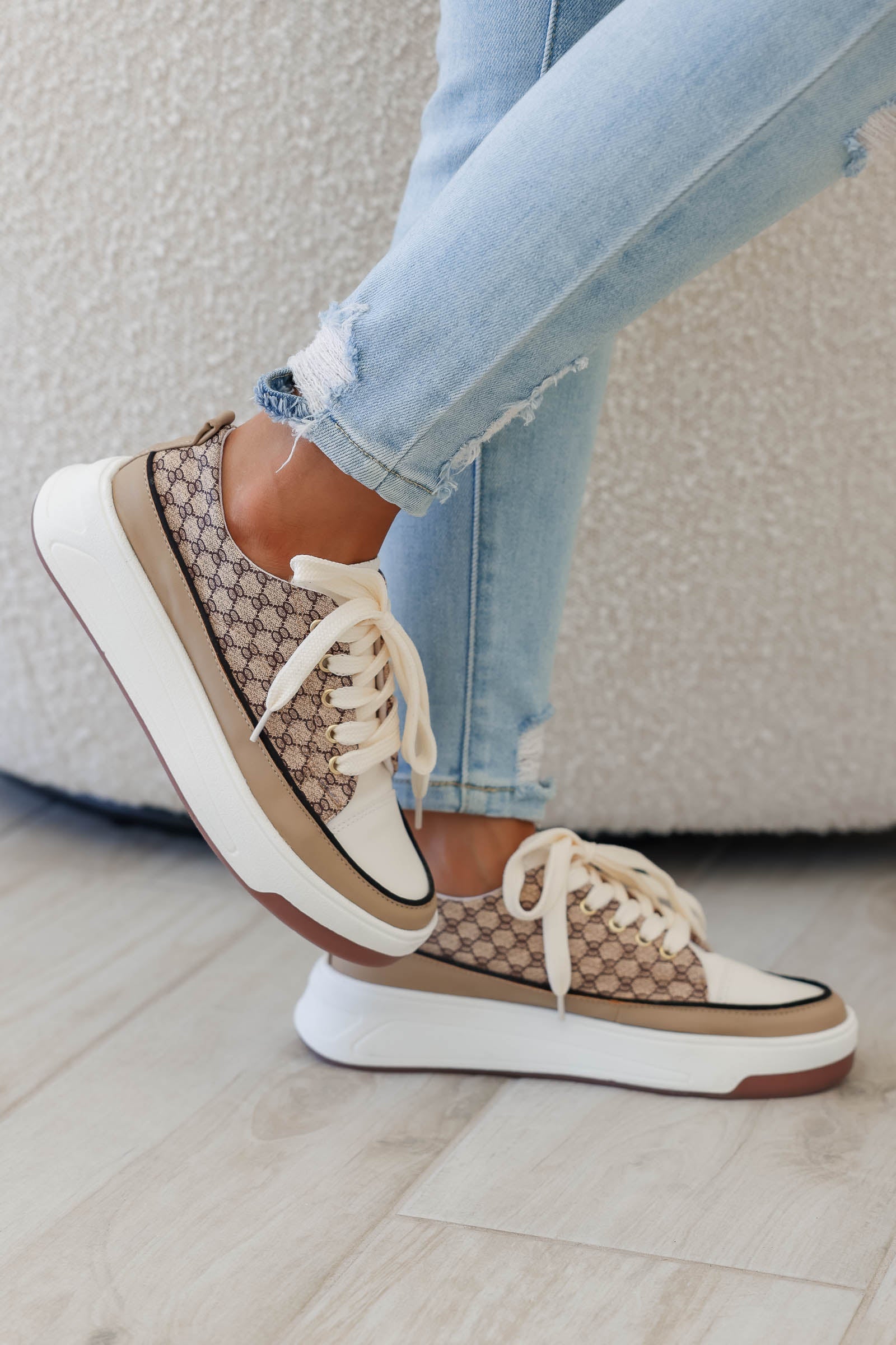 Influenced Platform Sneakers - Tan, closet candy, 1