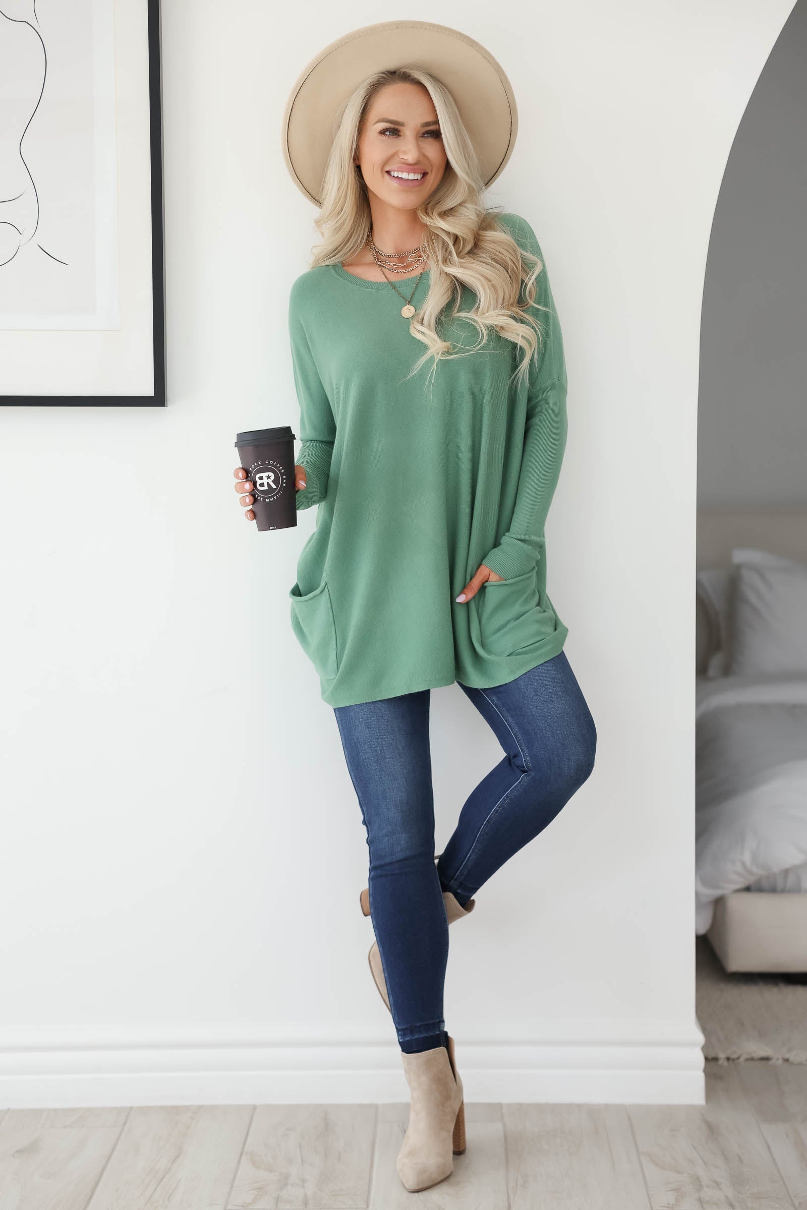 Lead The Way Solid Tunic - Dark Ivy, Closet Candy, 1