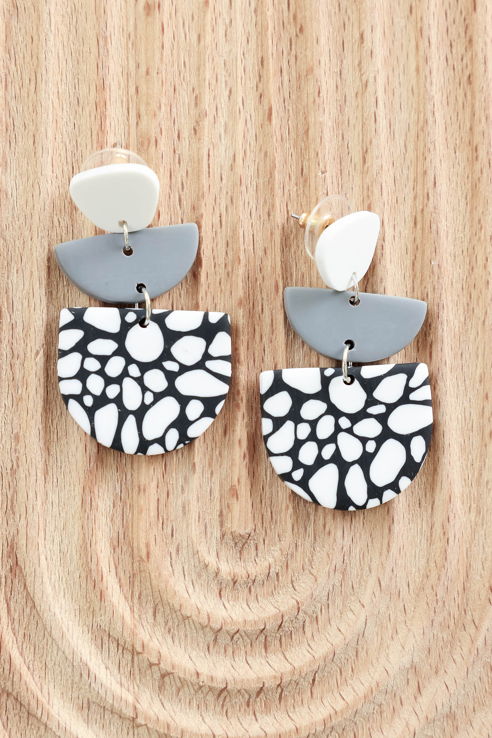 Mod Moment Drop Earrings - Grey, Closet Candy, 1