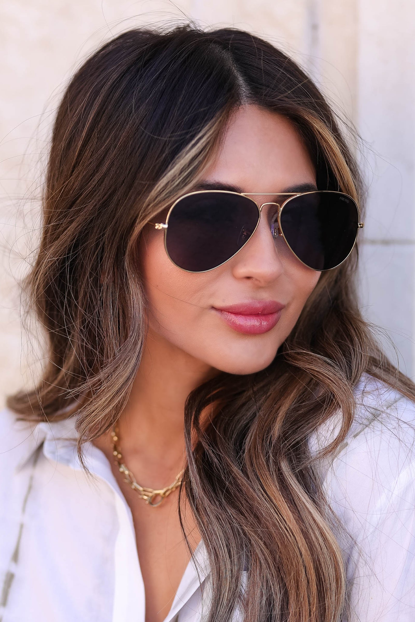 FREYRS Morgan Aviator Sunglasses - Gold closet candy womens trendy stainless steel frame black lense aviator sunglasses 1