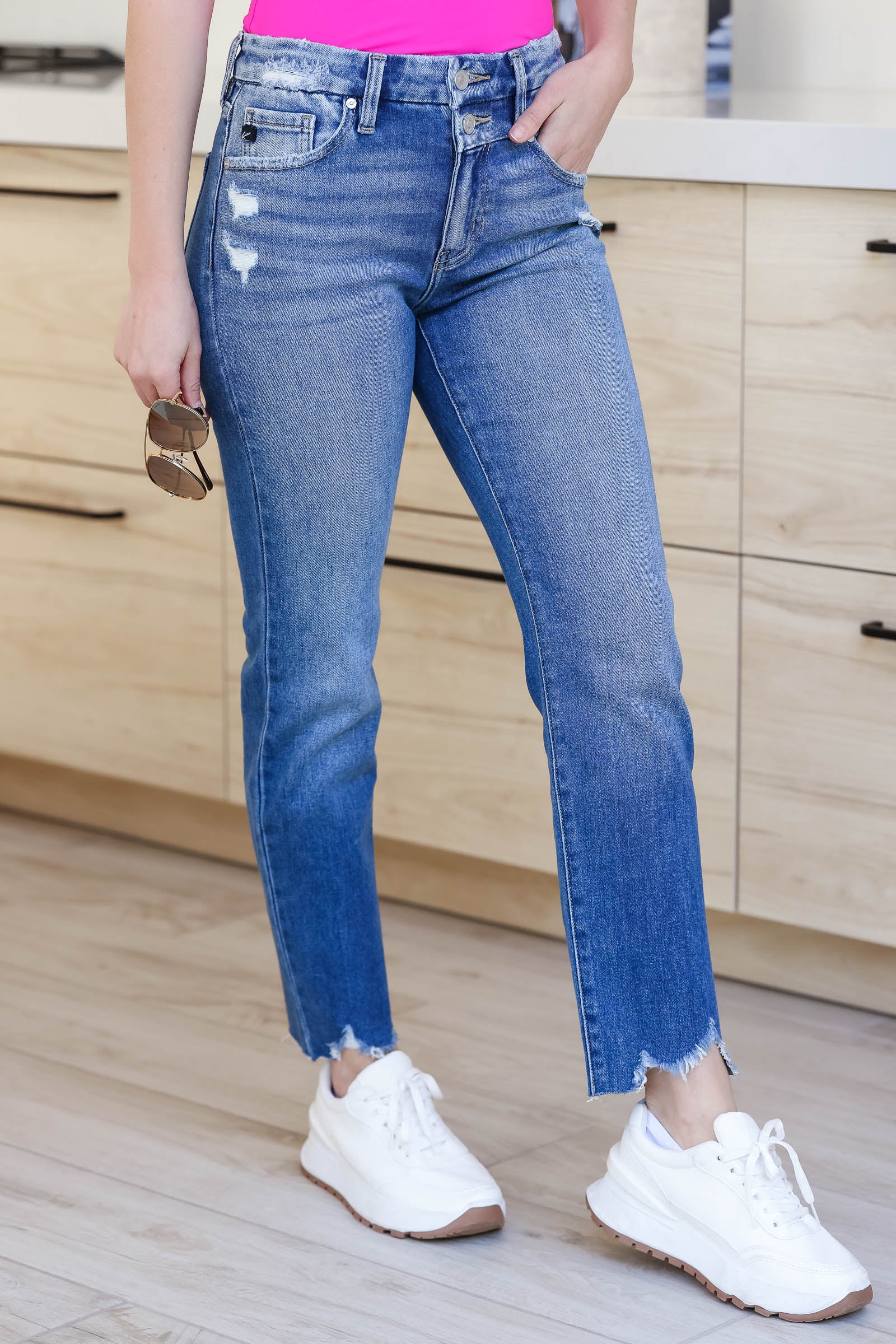 KAN CAN Katie High-Rise Slim Straight Jeans - Medium Wash closet candy womens denim 3