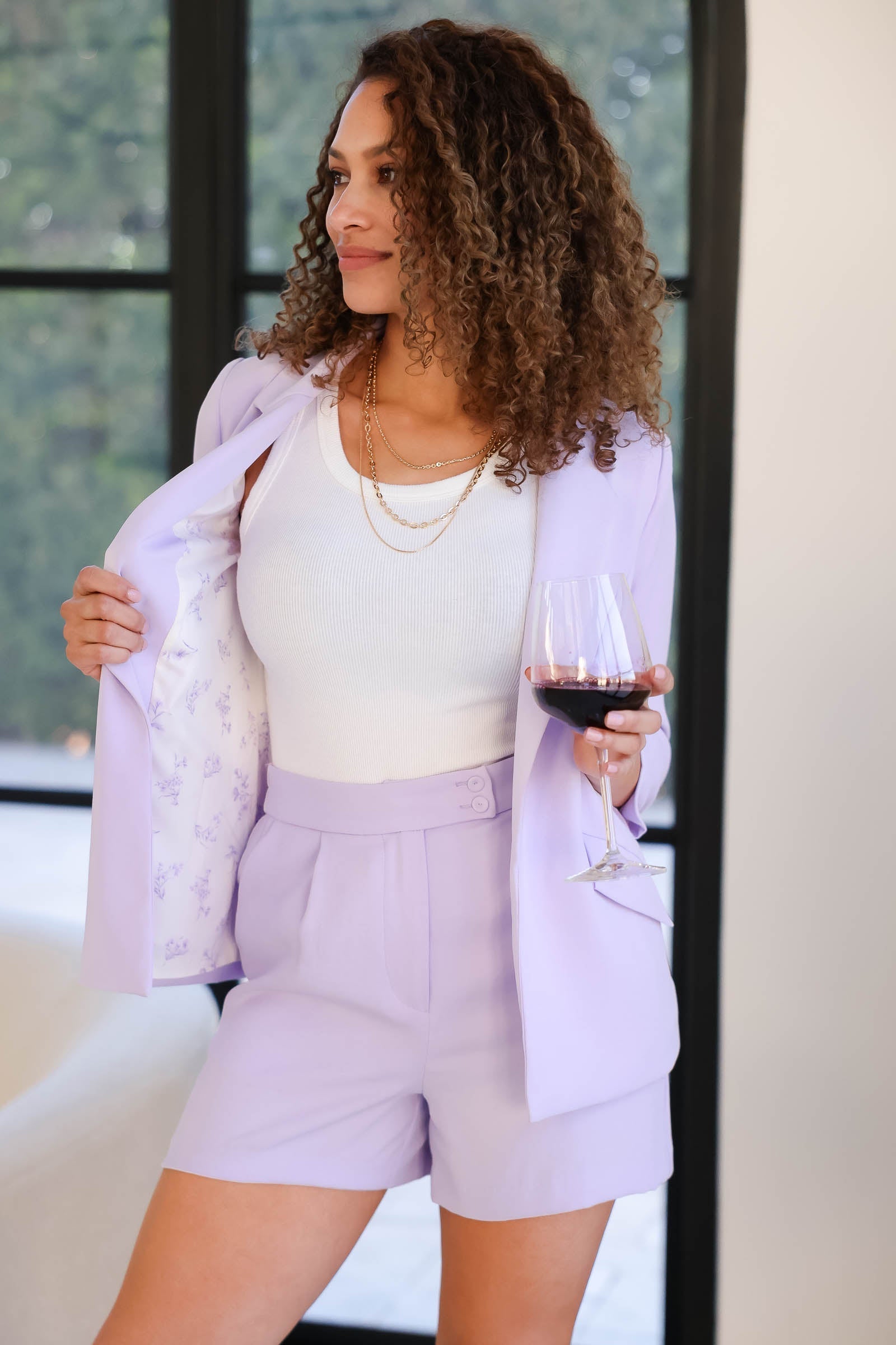 High Standards Matching Blazer and Shorts (Recycled) - Lilac, Closet Candy, 1