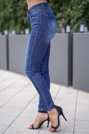 KAN CAN Classic Skinny Jeans - Rachel Wash women's dark jeans with fade, Closet Candy Boutique 2