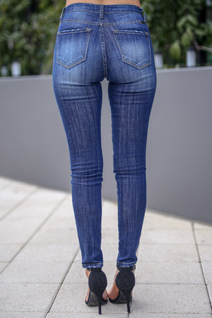 KAN CAN Classic Skinny Jeans - Rachel Wash women's dark jeans with fade, Closet Candy Boutique 3