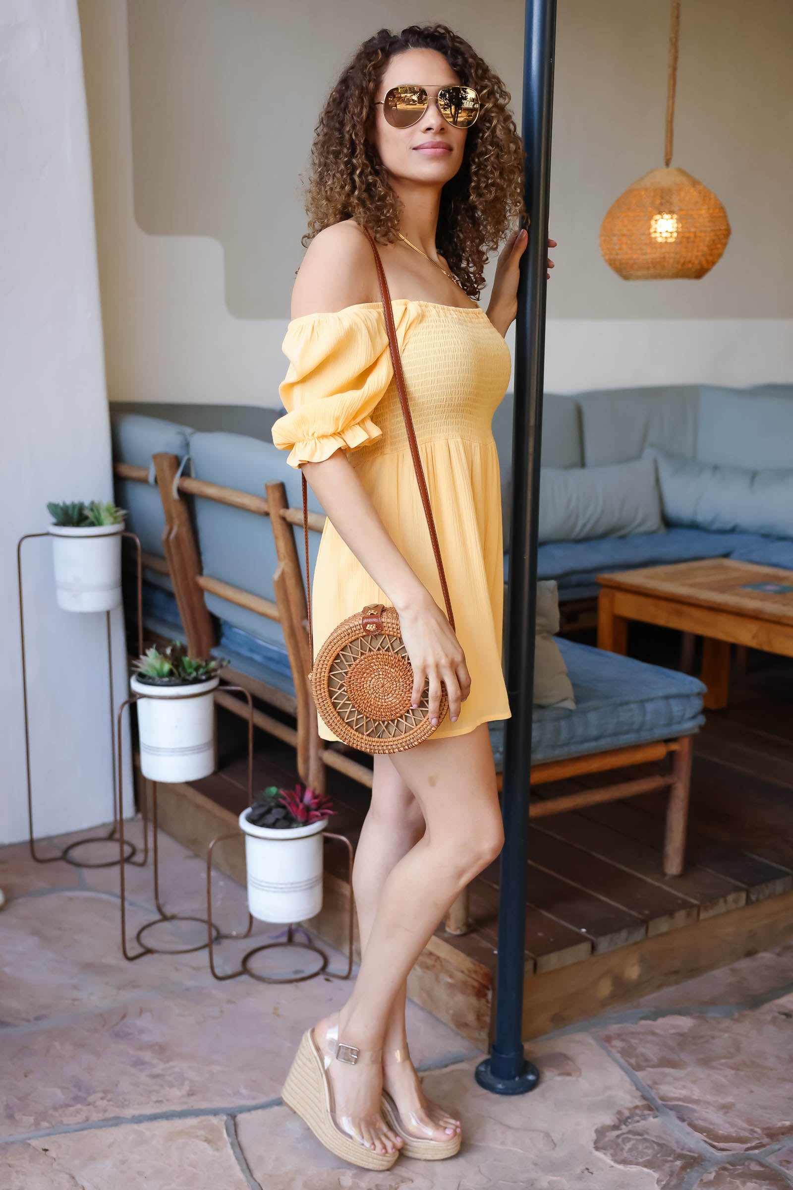 Women's solid rayon gauze short bubble  sleeve romper Sonoran Sweetheart Romper - Sunshine closet candy 1