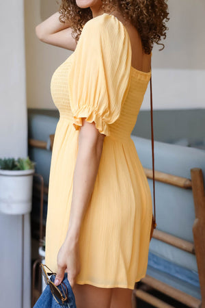 Women's solid rayon gauze short bubble sleeve romper Sonoran Sweetheart Romper - Sunshine closet candy 3