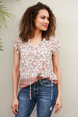 April Showers Floral Top - Ivory, Closet Candy, 5