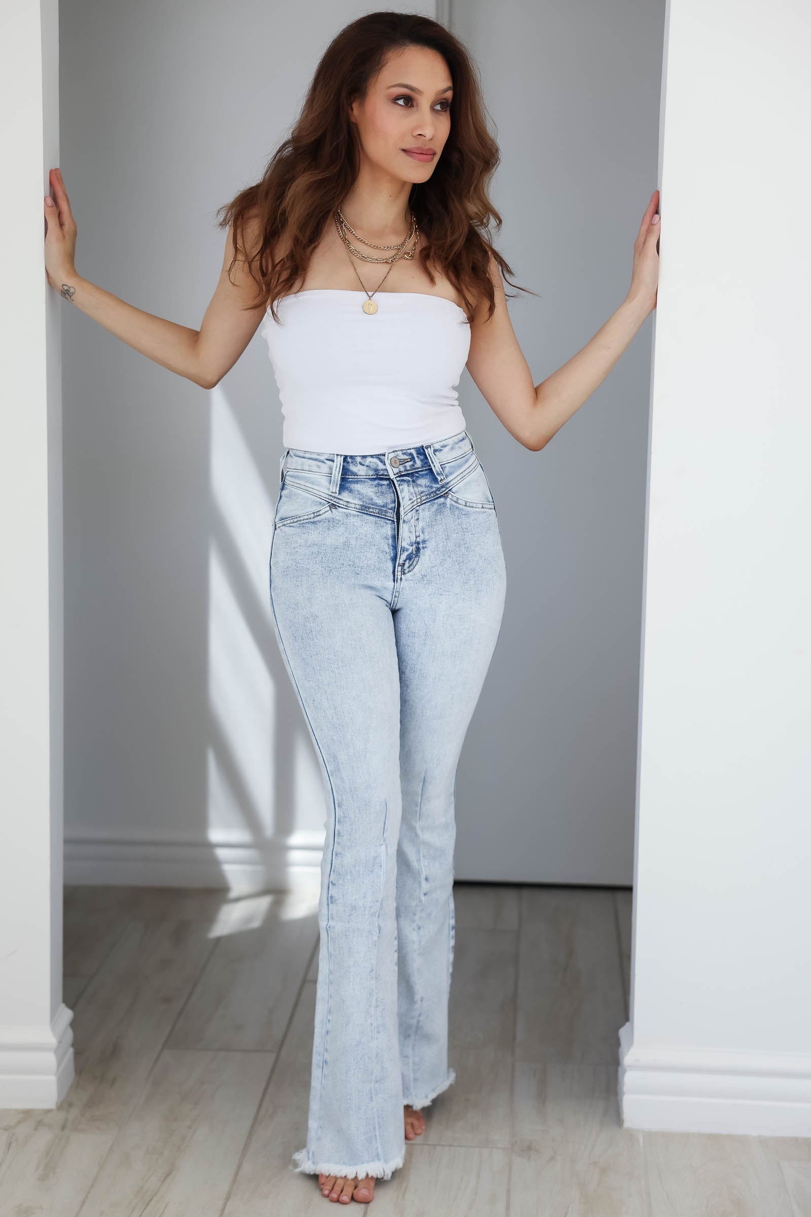 KANCAN Portia Flare Jeans - Light Wash, Closet Candy, 1