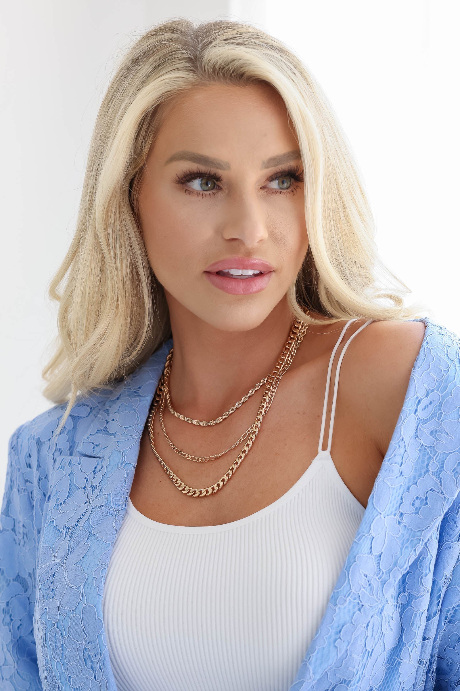 Triple Threat Layered Chain Necklace - Gold, Closet Candy, 1