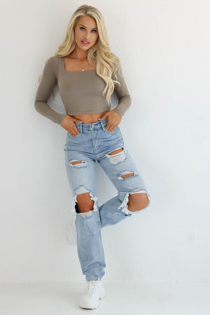 KANCAN Tyra High Rise 90s Distressed Jeans - Light Wash, Closet Candy, 5