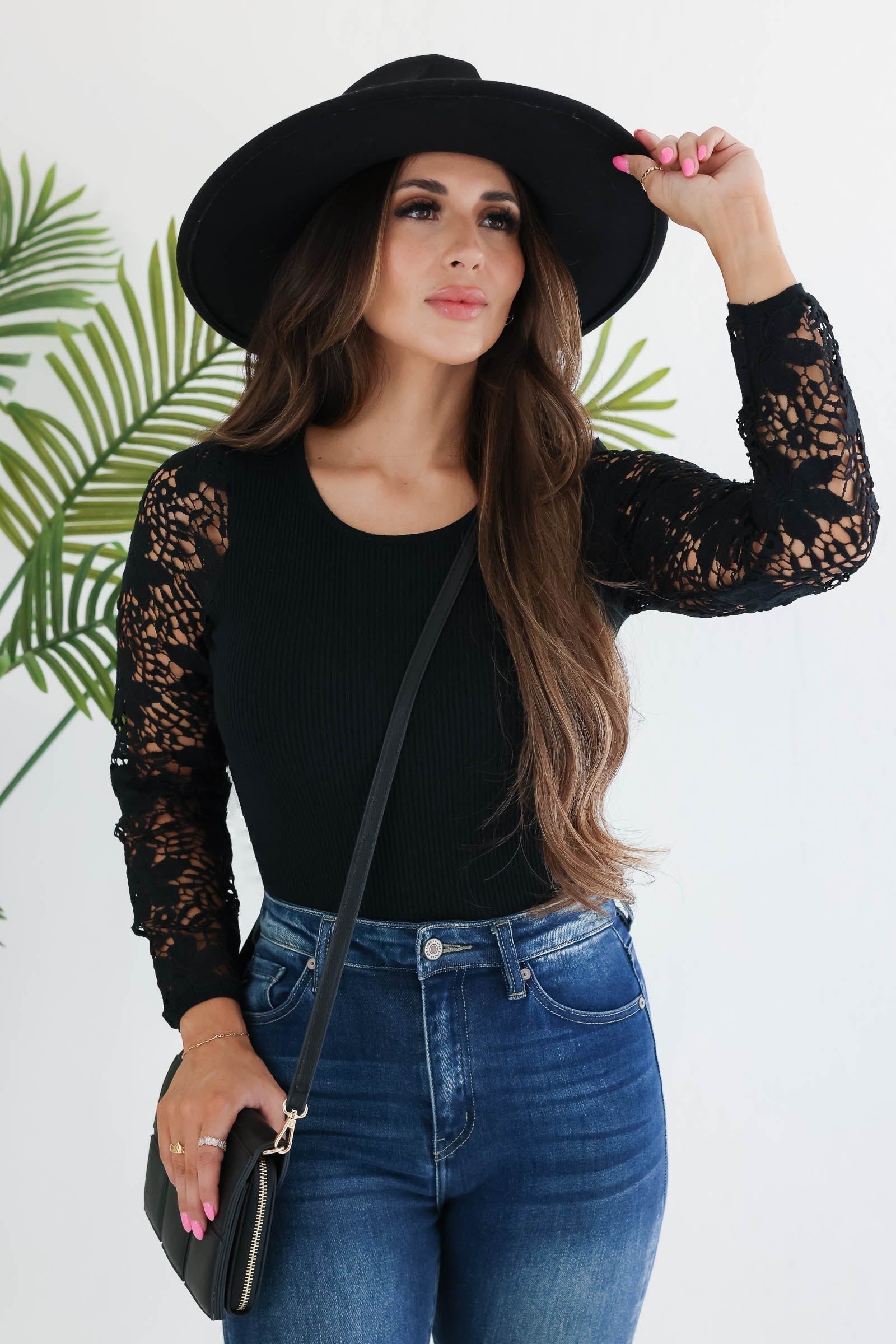 The Best Part Lace Sleeve Top - Black, Closet Candy, 1