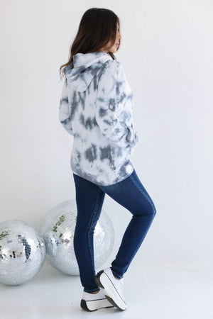 Date With Cozy Fleece Tye Die Hoodie - White and Grey, closet candy, 3