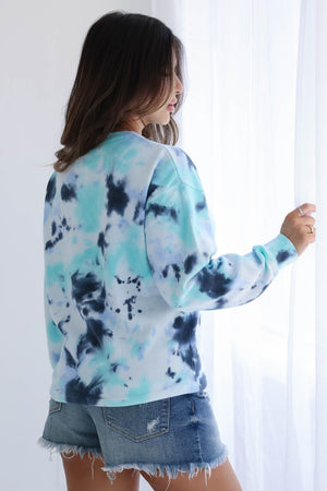 Walking On Clouds Tie Dye Sweatshirt - Navy, Closet Candy, 4
