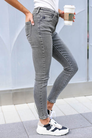 KANCAN Cora High Rise Skinny Jeans - Grey, Closet Candy, 2