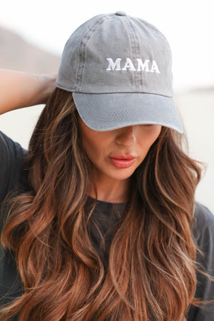 "Mama" Vintage Wash Hat - Grey, Closet Candy, 3