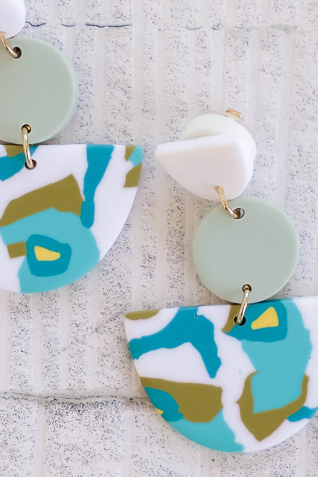 Mod Moment Drop Earrings - Turquoise closet candy women's trendy lightweight geometric artistic design polymer drop earrings 1