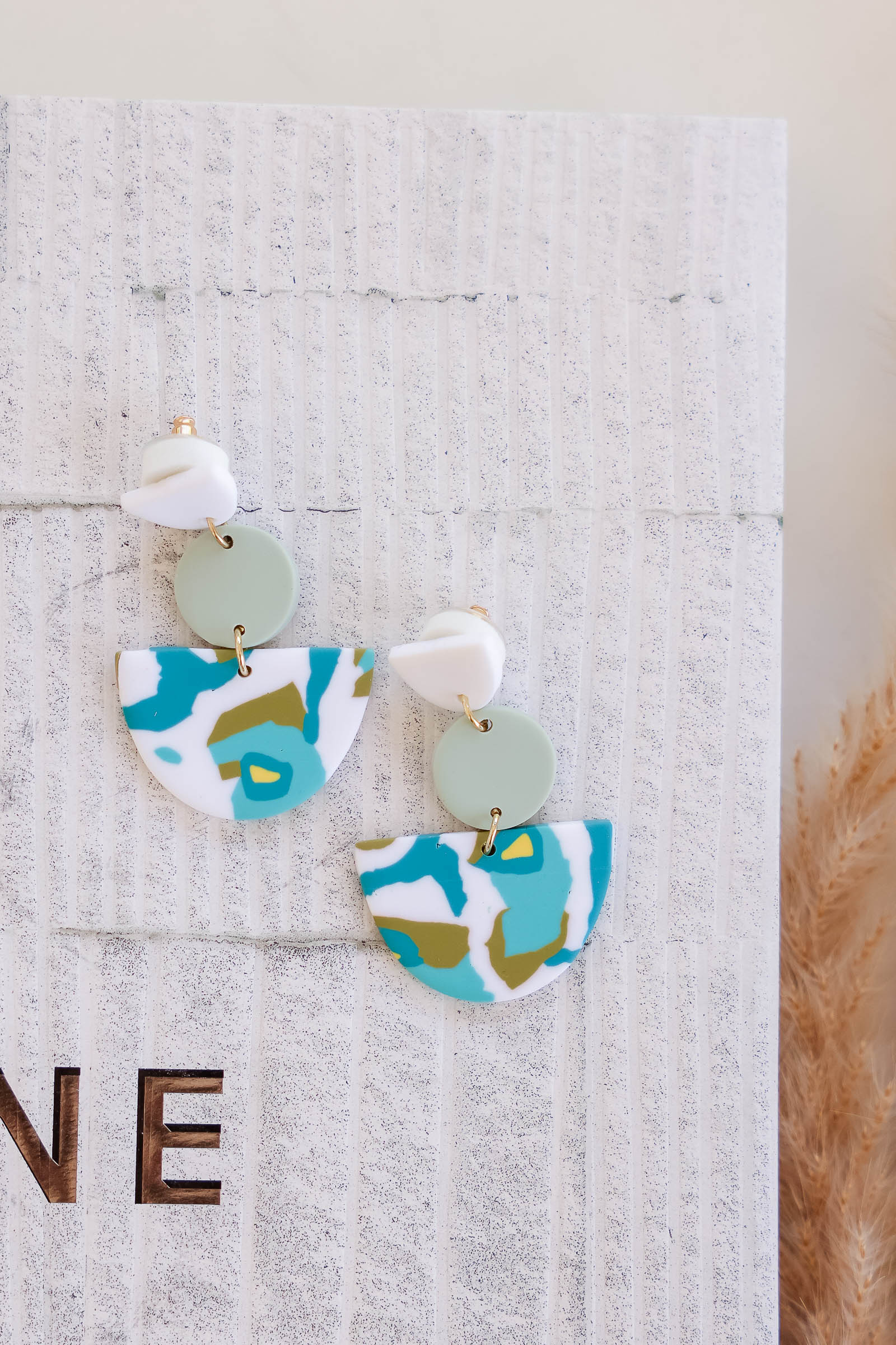 Mod Moment Drop Earrings - Turquoise closet candy women's trendy lightweight geometric artistic design polymer drop earrings 1