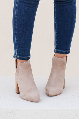 STEVE MADDEN Thrived Booties - Taupe Suede, Closet Candy, 4