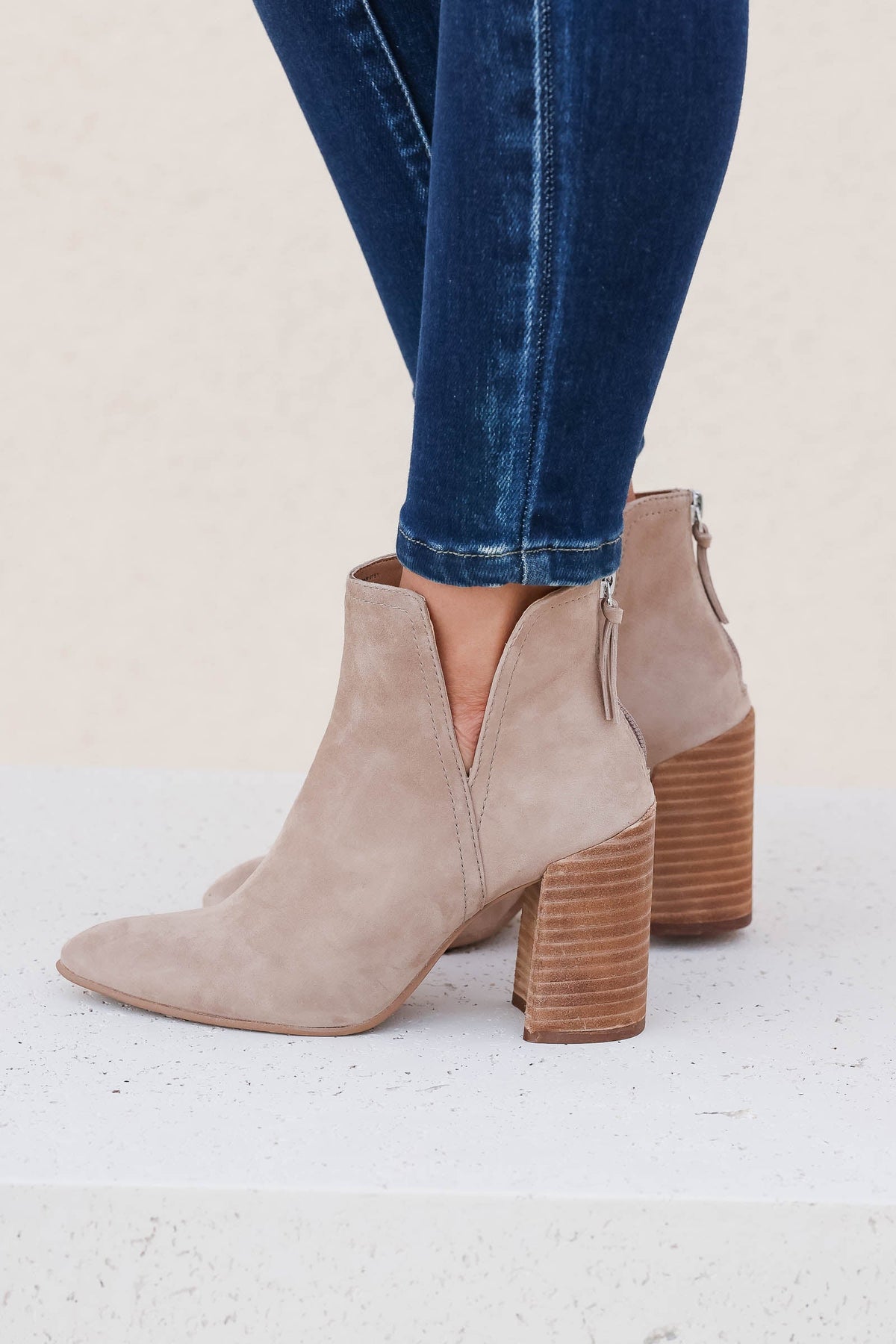 STEVE MADDEN Thrived Booties Taupe Suede Closet Candy Boutique