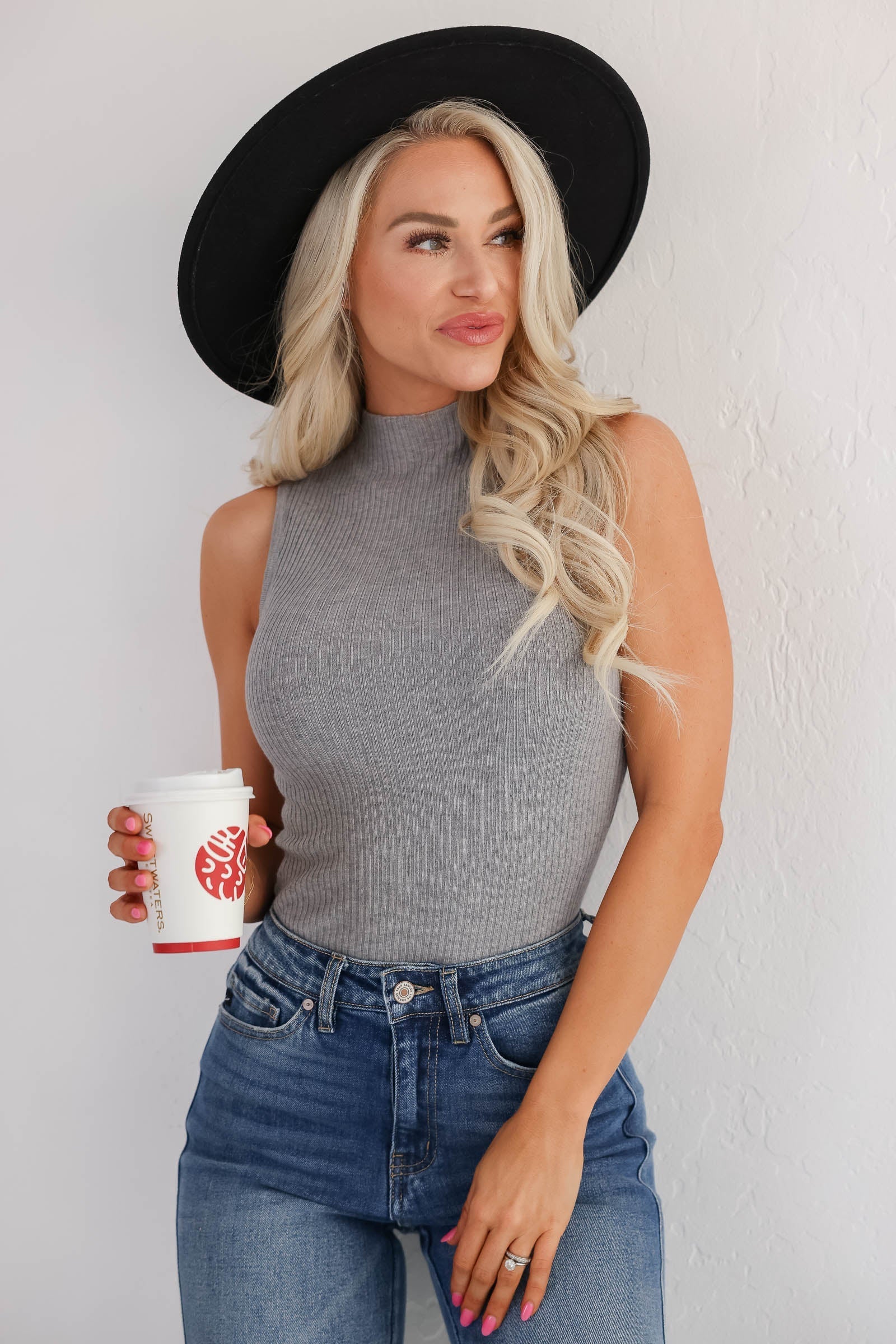 This Is Better Mock Neck Tank - Heather Grey, Closet Candy, 1