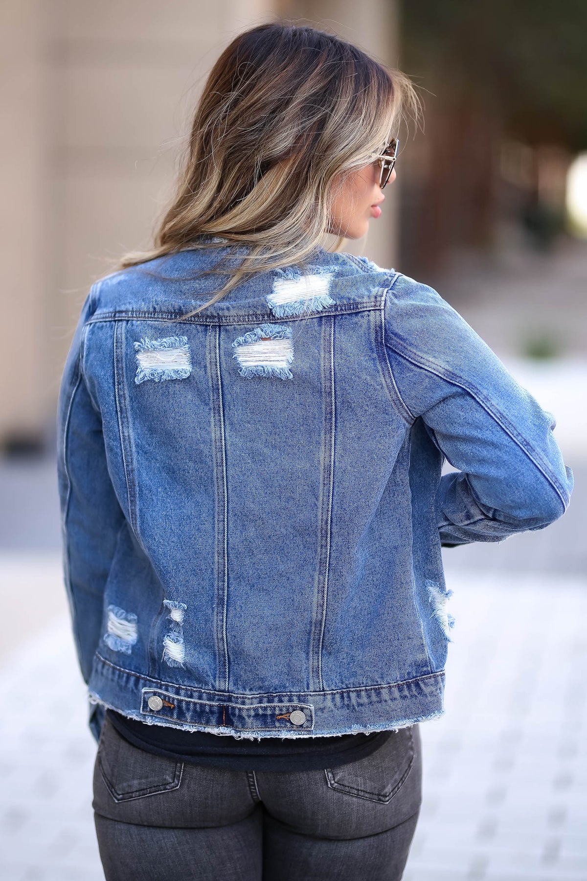CBRAND Fearless Distressed Denim Jacket - Medium Wash