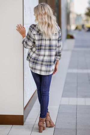 Feelin' Like a Rebel Flannel Top - Navy, closet candy, 4
