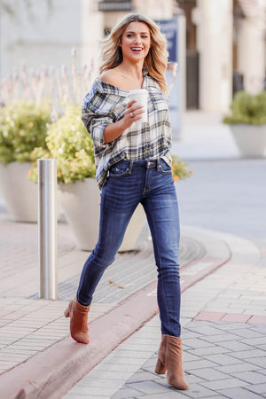 Feelin' Like a Rebel Flannel Top - Navy, closet candy, 5
