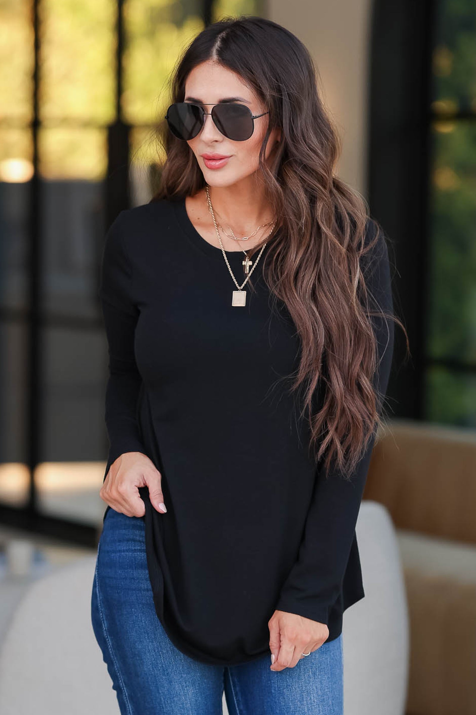 Back To Basics Long Sleeve Top - Black, Closet Candy, 1