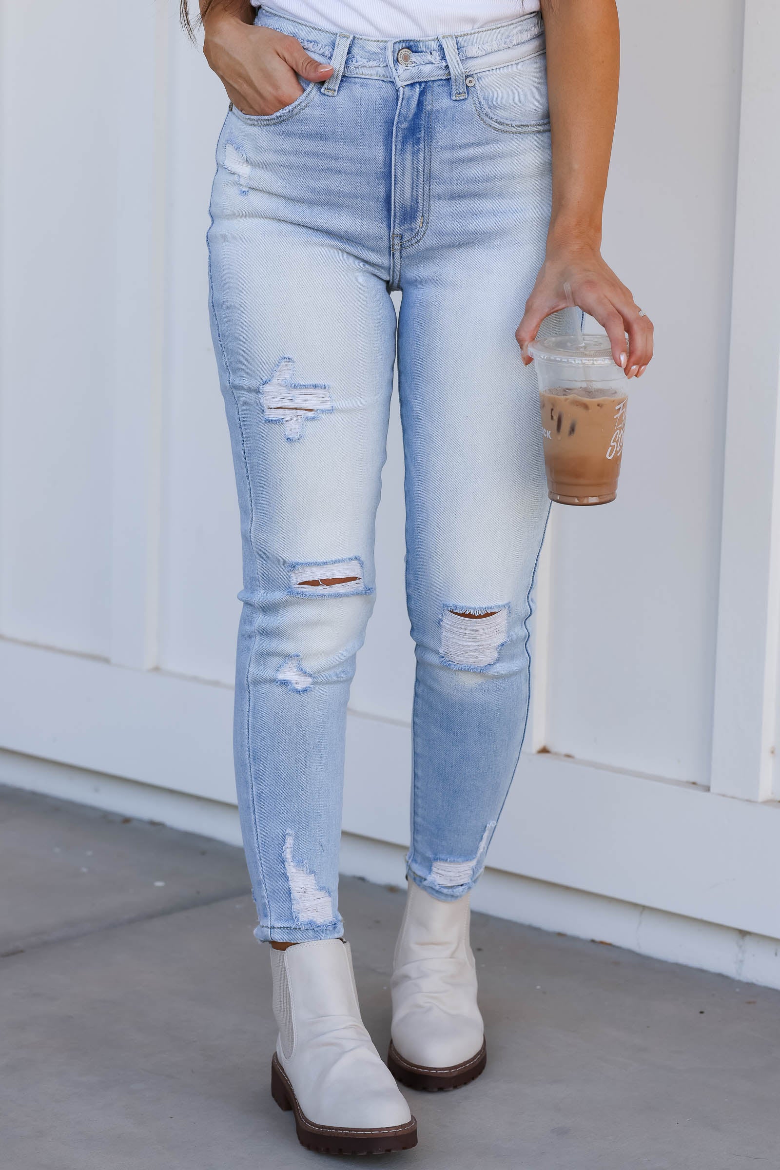 KANCAN Dakota High Rise Ankle Skinny Jeans - Light Wash, Closet Candy, 1