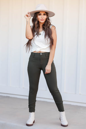 Nikki Hyperstretch Midrise Skinny Jeans - Dark Olive, Closet Candy, 4
