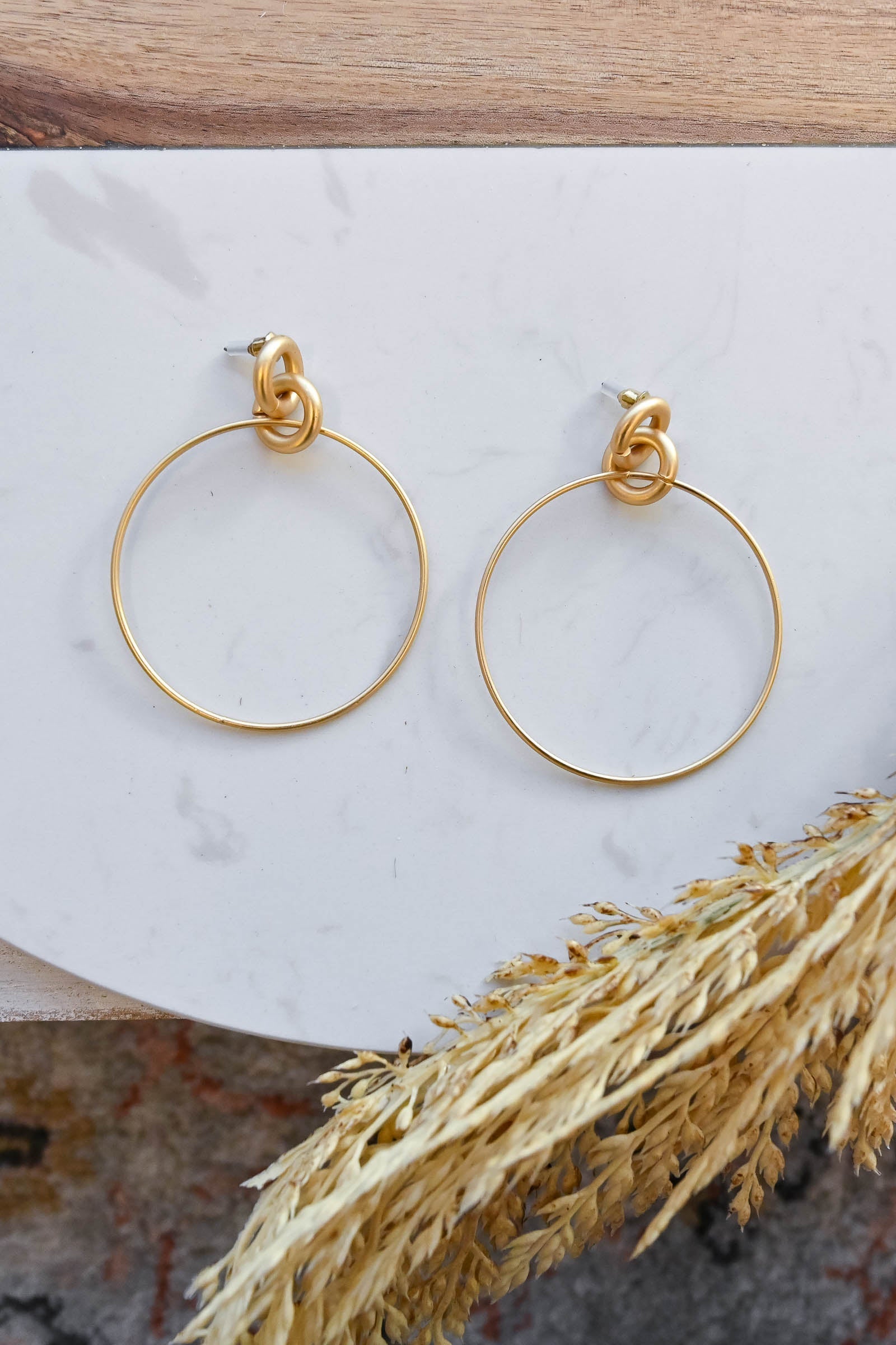 Daring You Hoop Earrings - Matte Gold, Closet Candy, 1