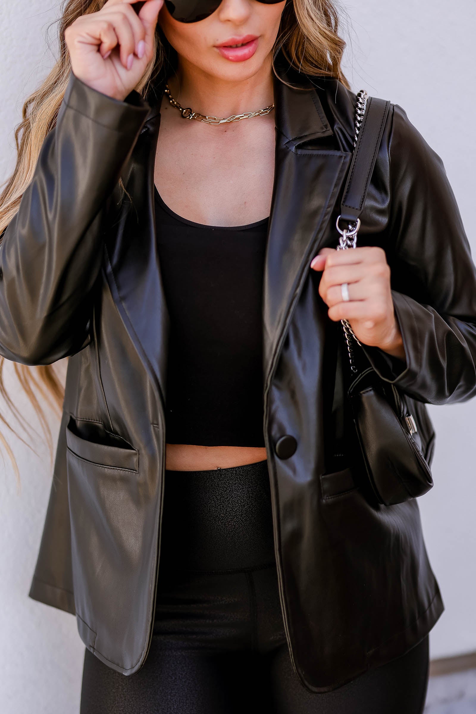 CBRAND Back to Business Vegan Leather Blazer - Black, Closet Candy, 1