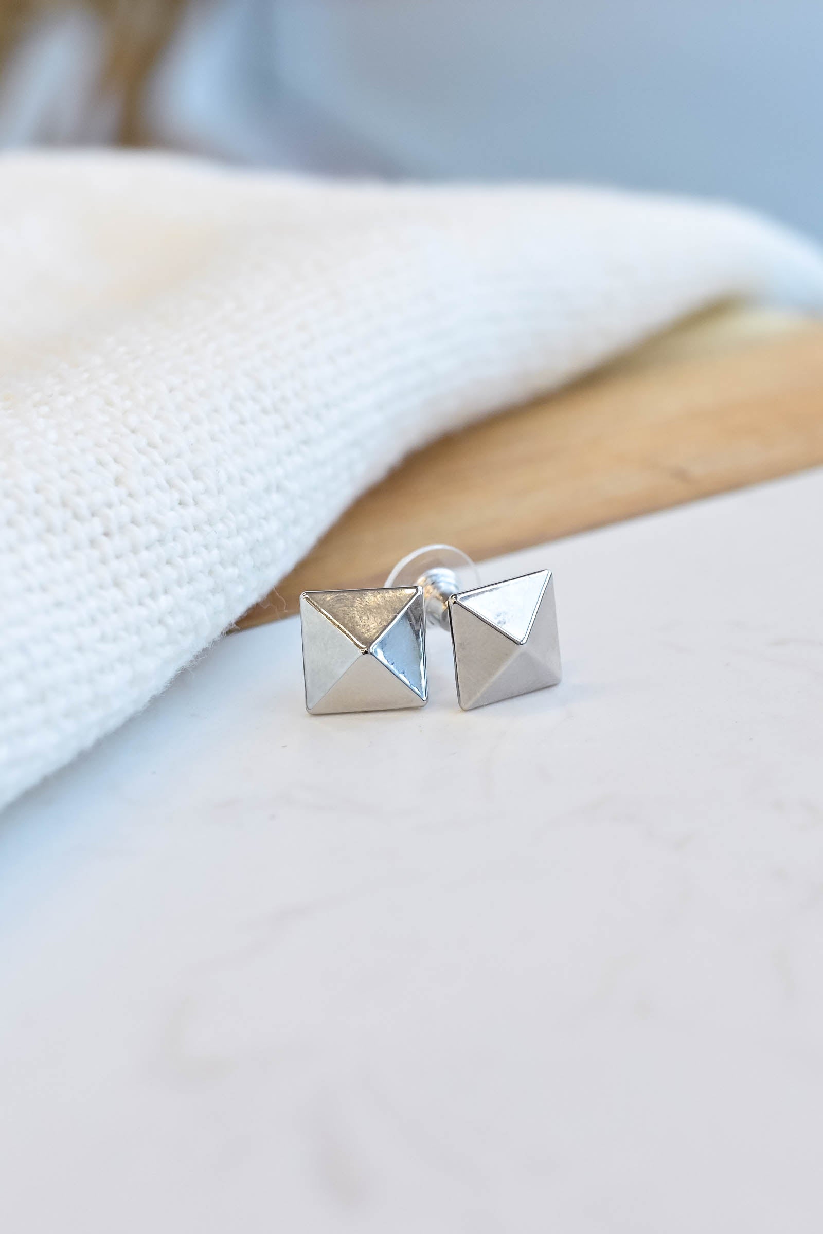 Update Stud Earrings - Silver closet candy pyramid studs 1