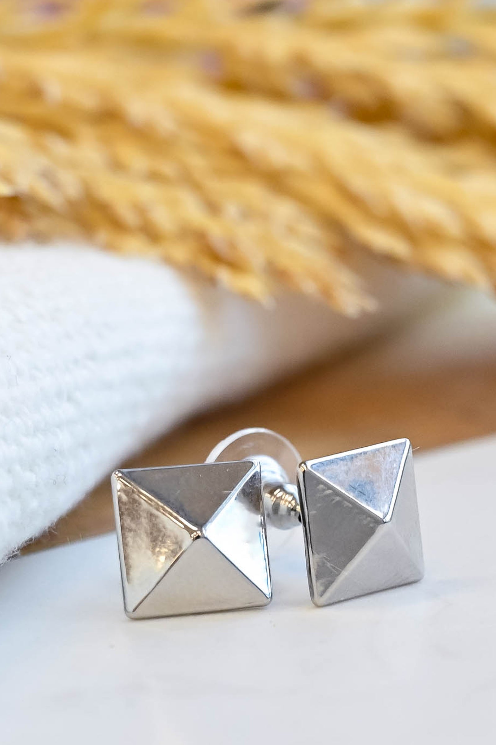 Update Stud Earrings - Silver closet candy pyramid studs 1