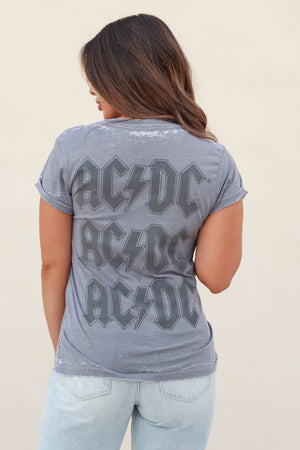 "ACDC" Lighting Bolt Graphic Tee - Grey, Closet Candy, 2