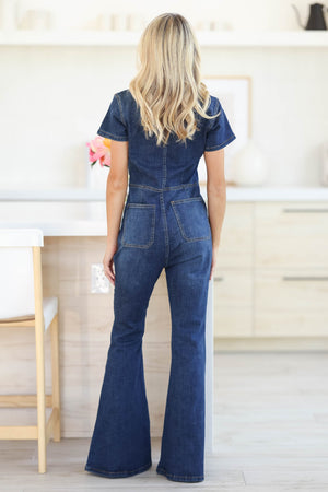 I Can't Even Denim Jumpsuit - Dark Wash, Closet Candy, 3