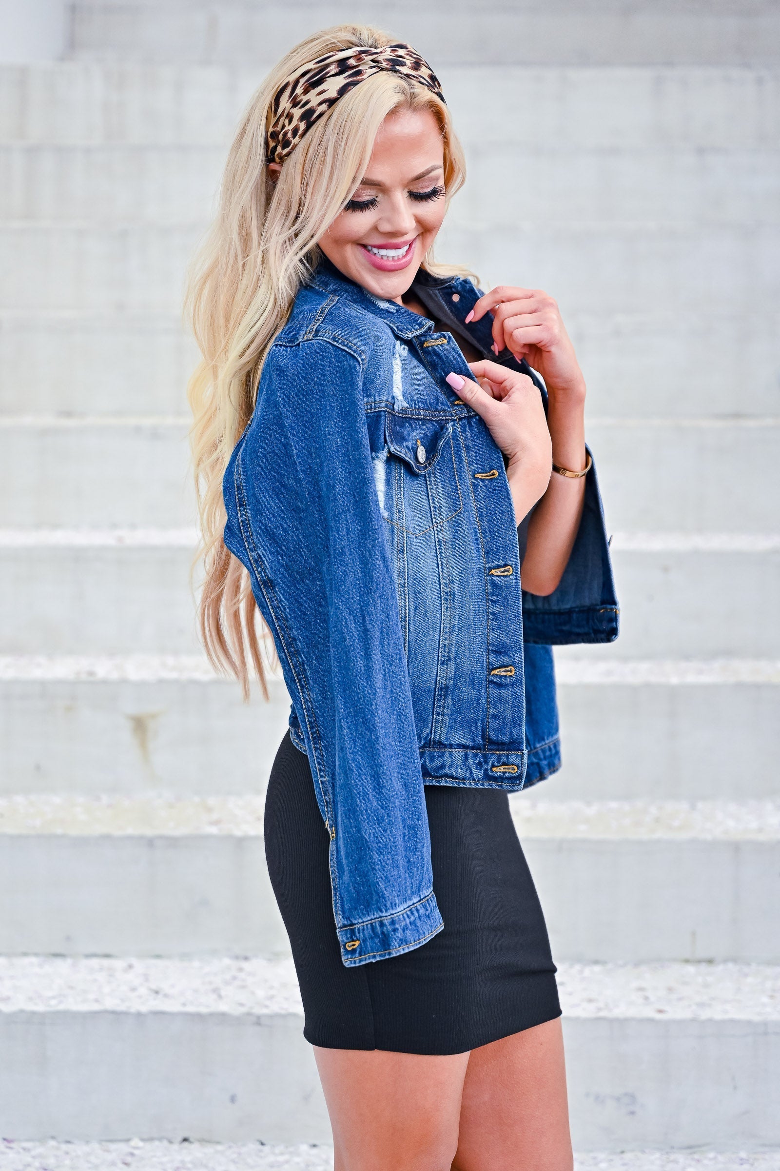 The Classics Distressed Denim Jacket - Dark Wash, Closet Candy, 1
