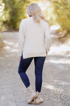 CBRAND "Made To Shine" Sweater - Ivory closet candy exclusive womens trendy embroidered long sleeve sweater back