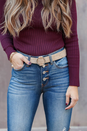 Going In Circles Belt - Khaki closet candy womens belt with round closure 1