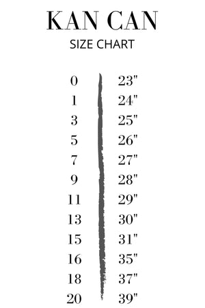 KAN CAN Jenna Distressed Skinny Jeans - Light Wash size chart